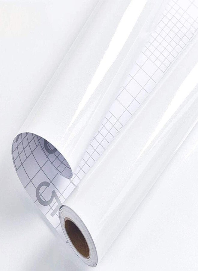 WISDOM White Glossy Self Adhesive Vinyl PVC Film Pure White Glossy Wall Paper Shelf Liner for Walls Furniture Door Wardrobe Almirah DIY Renovation Size : 24'' x 80' inches - Image 1